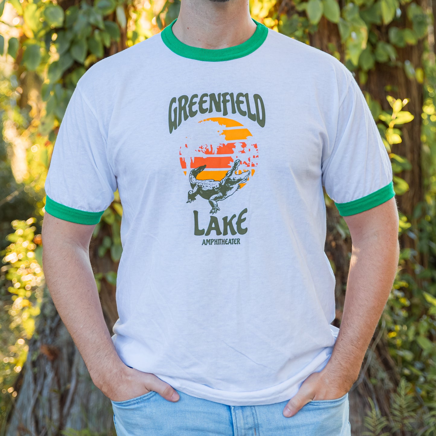 Ringer Tee - White/Kelly Green - Unisex